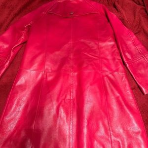 Beautiful Mid Length Red Leather Jacket